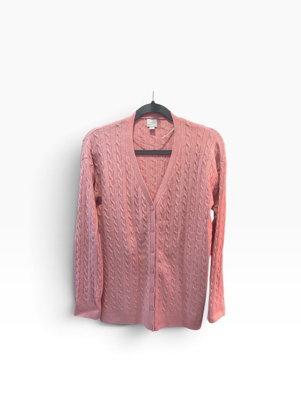 a new day Dusty Pink /Peach Cable Knit Button-Up Cardigan